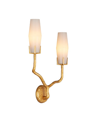 Mathilda Two Light Wall Sconce in White/Matte Gold