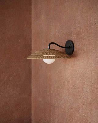 Barbary One Light Wall Sconce in Natural/Black/Frosted White