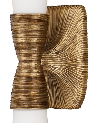 Burrows Two Light Wall Sconce in Opaque White/Antique Brass