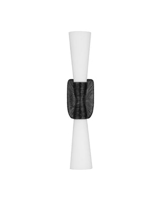 Burrows Two Light Wall Sconce in Opaque White/Oil Rubbed Bronze