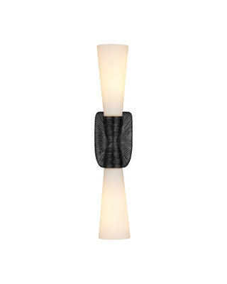 Burrows Two Light Wall Sconce in Opaque White/Oil Rubbed Bronze