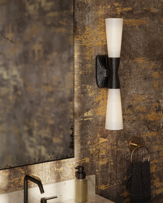 Burrows Two Light Wall Sconce in Opaque White/Oil Rubbed Bronze
