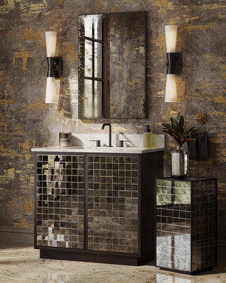 Burrows Two Light Wall Sconce in Opaque White/Oil Rubbed Bronze