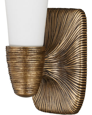 Bonaz One Light Wall Sconce in Opaque White/Antique Brass