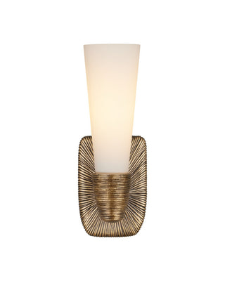 Bonaz One Light Wall Sconce in Opaque White/Antique Brass