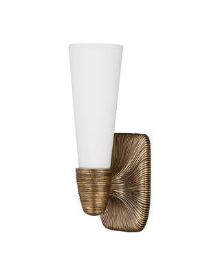 Bonaz One Light Wall Sconce in Opaque White/Antique Brass