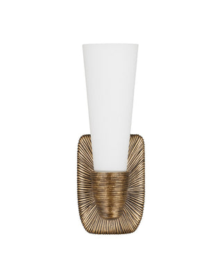 Bonaz One Light Wall Sconce in Opaque White/Antique Brass