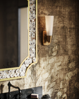 Bonaz One Light Wall Sconce in Opaque White/Antique Brass