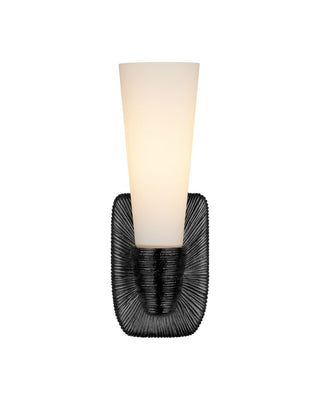 Bonaz One Light Wall Sconce in Opaque White/Oil Rubbed Bronze