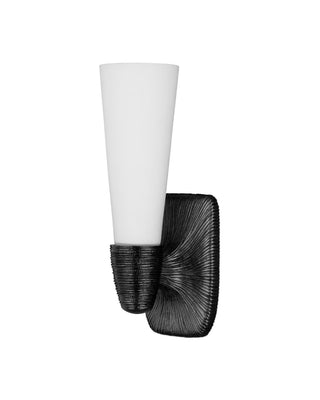 Bonaz One Light Wall Sconce in Opaque White/Oil Rubbed Bronze