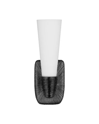 Bonaz One Light Wall Sconce in Opaque White/Oil Rubbed Bronze