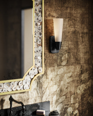 Bonaz One Light Wall Sconce in Opaque White/Oil Rubbed Bronze