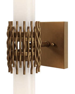 Brietta Two Light Wall Sconce in Opaque White/Antique Brass