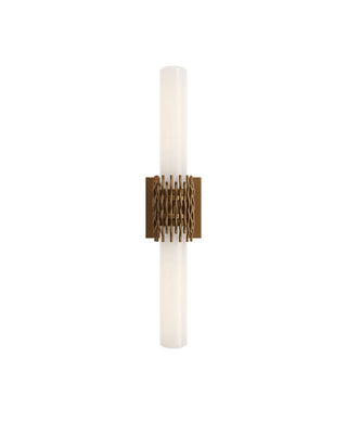 Brietta Two Light Wall Sconce in Opaque White/Antique Brass