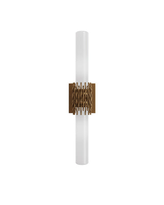 Brietta Two Light Wall Sconce in Opaque White/Antique Brass
