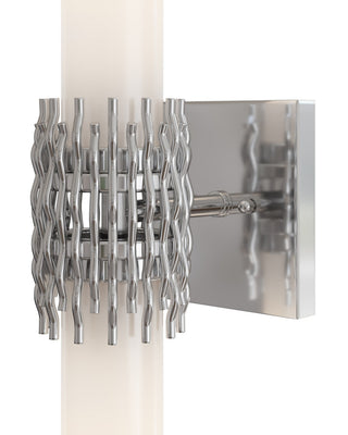 Brietta Two Light Wall Sconce in Opaque White/Polished Nickel