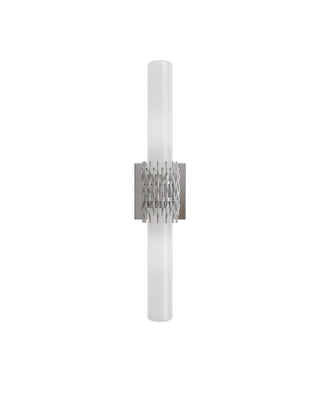 Brietta Two Light Wall Sconce in Opaque White/Polished Nickel