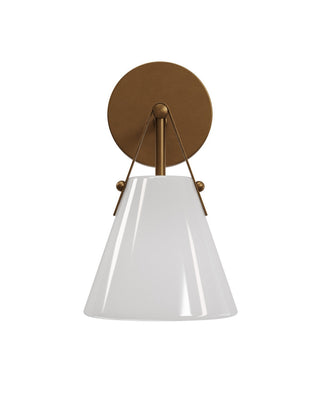 Bronwen One Light Wall Sconce in Opaque White/Antique Brass