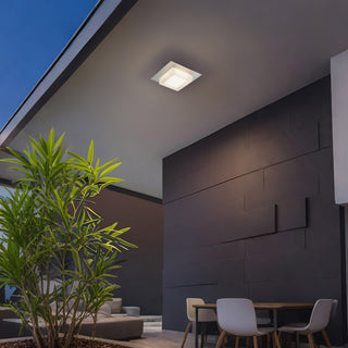Foursquare LED Flush Mount in Brushed Stainless Steel