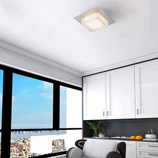 Foursquare LED Flush Mount in Brushed Stainless Steel