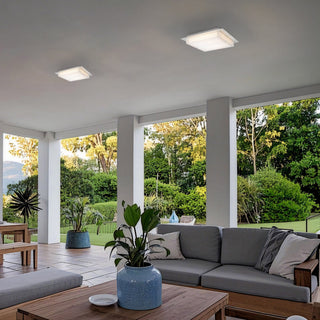 Foursquare LED Flush Mount in Brushed Stainless Steel