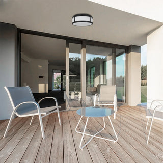 Panel Round LED Flush Mount in Sand Black