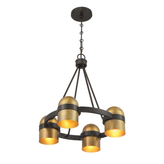 Andover Four Light Chandelier in Mediterranean Bronze and Riviera Brass
