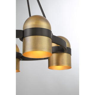 Andover Four Light Chandelier in Mediterranean Bronze and Riviera Brass