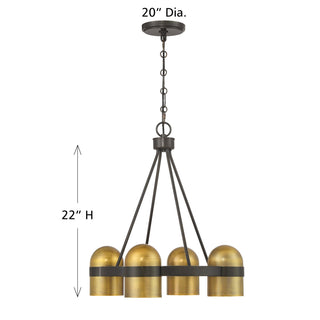 Andover Four Light Chandelier in Mediterranean Bronze and Riviera Brass