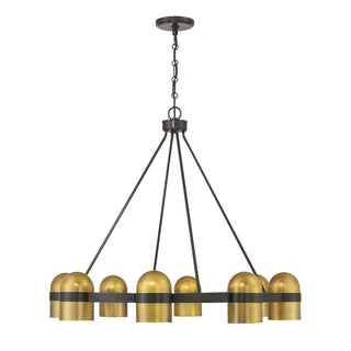 Andover Eight Light Chandelier in Mediterranean Bronze and Riviera Brass