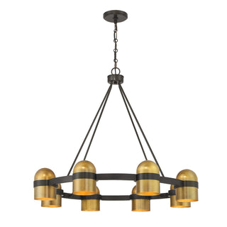 Andover Eight Light Chandelier in Mediterranean Bronze and Riviera Brass
