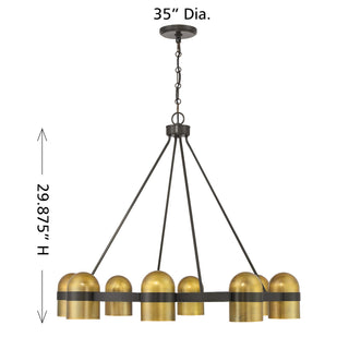 Andover Eight Light Chandelier in Mediterranean Bronze and Riviera Brass
