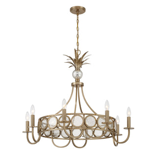 Hearst Eight Light Chandelier in Noble Brass