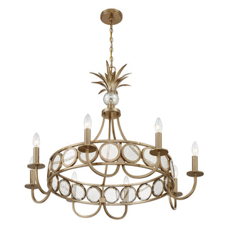 Hearst Eight Light Chandelier in Noble Brass
