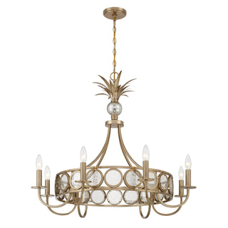 Hearst Eight Light Chandelier in Noble Brass
