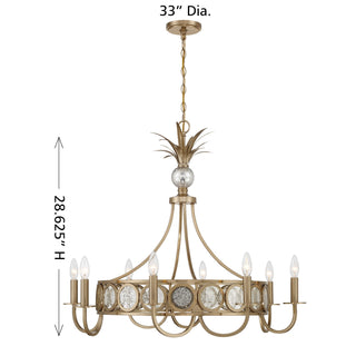 Hearst Eight Light Chandelier in Noble Brass