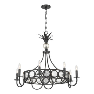 Hearst Eight Light Chandelier in Black Tourmaline