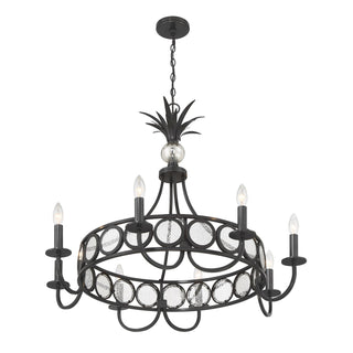 Hearst Eight Light Chandelier in Black Tourmaline