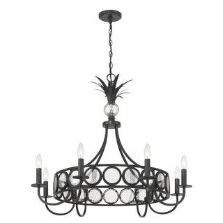 Hearst Eight Light Chandelier in Black Tourmaline