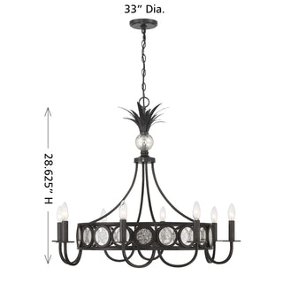 Hearst Eight Light Chandelier in Black Tourmaline