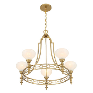 Allston Five Light Chandelier in Warm Brass