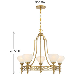 Allston Five Light Chandelier in Warm Brass