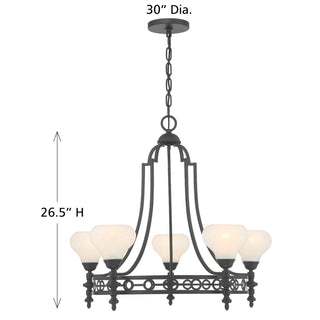Allston Five Light Chandelier in Matte Black