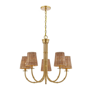 Ashbury Five Light Chandelier in Warm Brass
