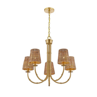 Ashbury Five Light Chandelier in Warm Brass