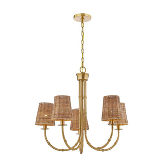 Ashbury Five Light Chandelier in Warm Brass