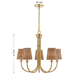 Ashbury Five Light Chandelier in Warm Brass