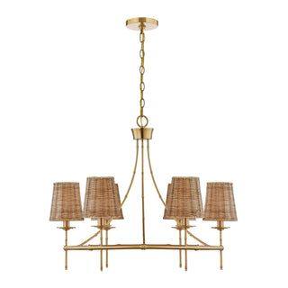 Ashbury Six Light Chandelier in Warm Brass