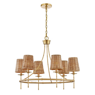 Ashbury Six Light Chandelier in Warm Brass