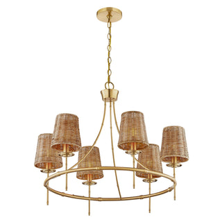 Ashbury Six Light Chandelier in Warm Brass